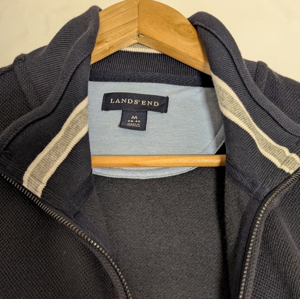 Lands' End Men's Charcoal Zip-Up Sweater - Picture 8 of 8